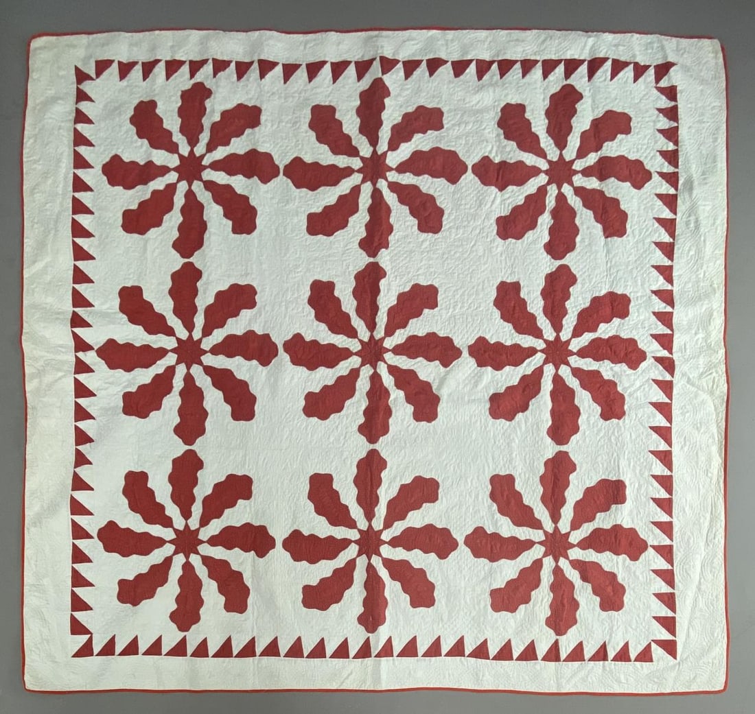 Hand Made Red and White Antique Quilt (1 of 9)