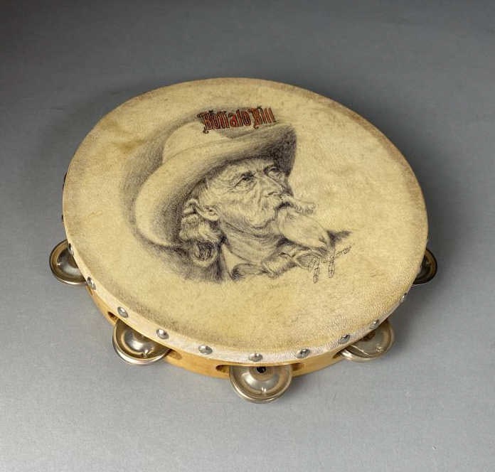 Hand Painted Tambourine Buffalo Bill Artist Signed (1 of 4)