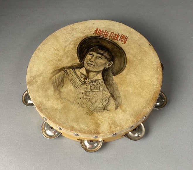 Hand Painted Tambourine Annie Oakley Artist Signed (1 of 4)