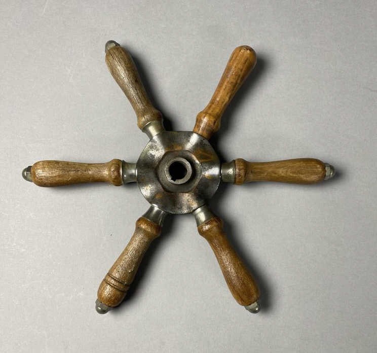 Wood and Nickel Plated Ship Wheel (1 of 4)
