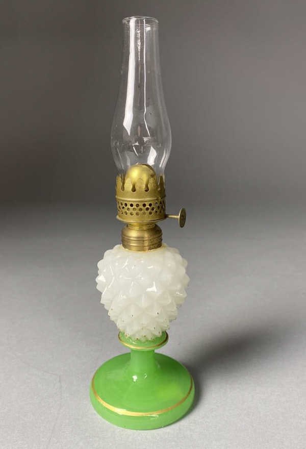 P&A Mfg Pineapple Form 2 Color Mini Oil Lamp 1890s (1 of 2)