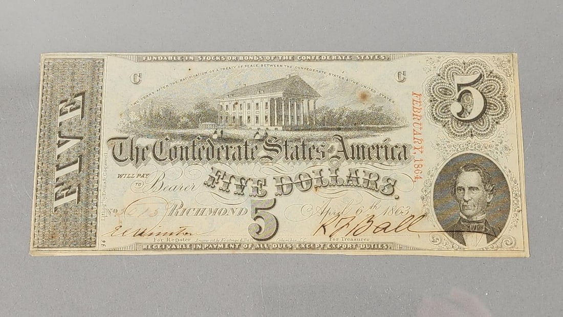 Five Dollar Confederate States Note (1 of 2)