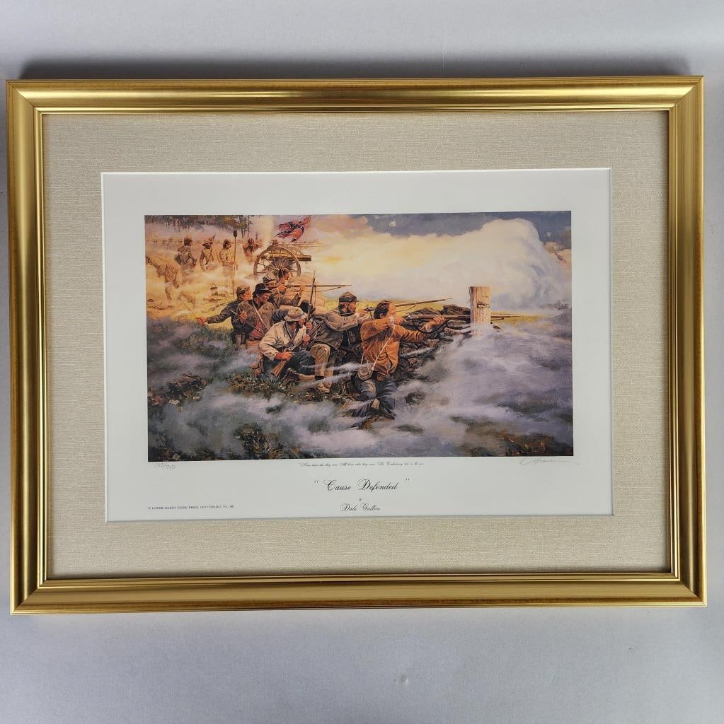 Dale Gallon "Cause Defended" - Signed/Numbered: Number 182/950 - Certificate of authenticity on back of frame - measures 25.5" x 19.5".