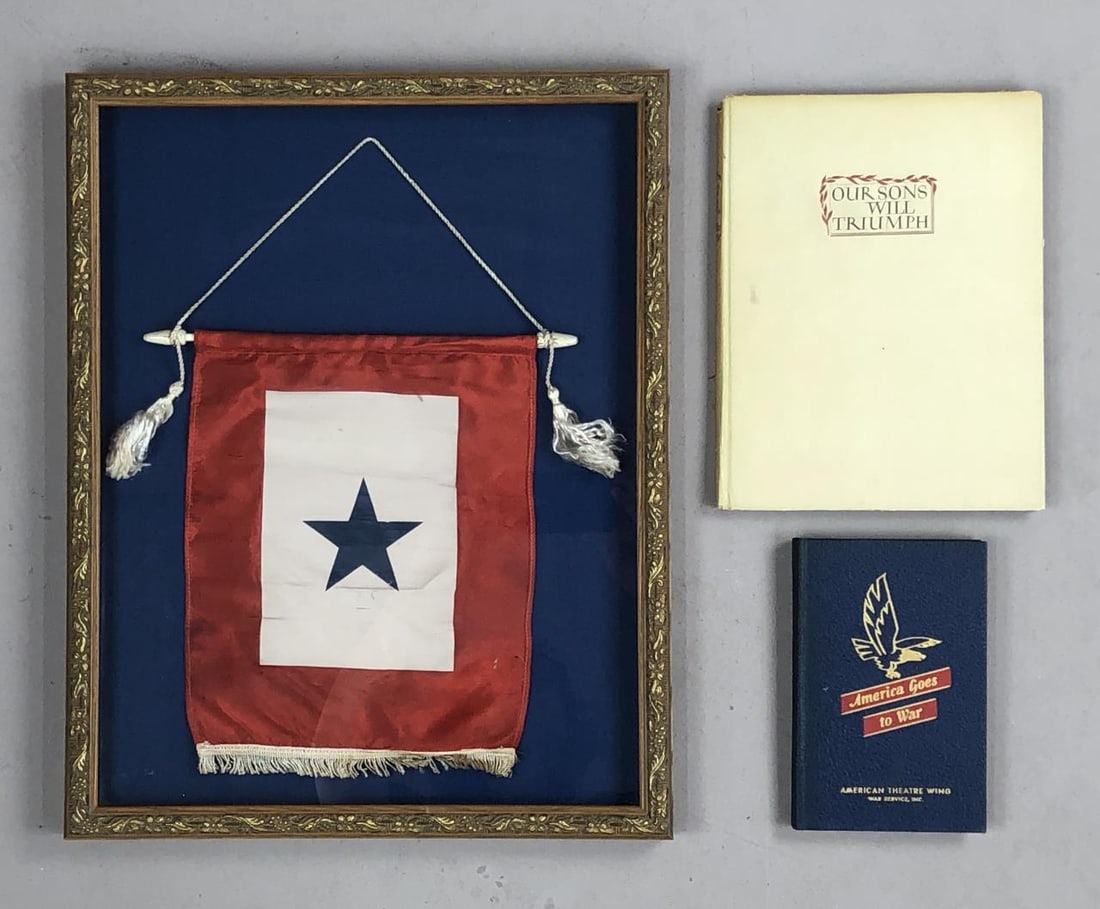 WWII Service Flag - Framed With Two Books (1 of 9)