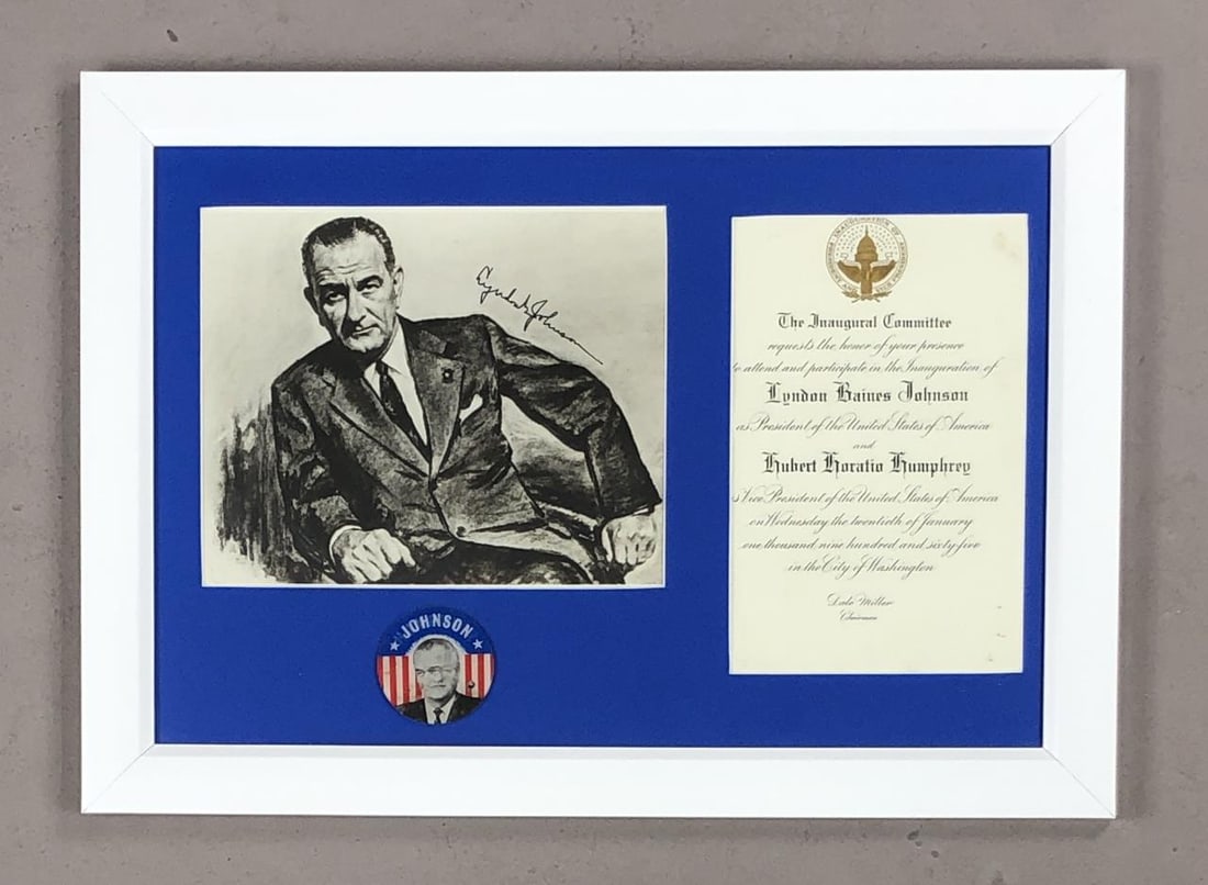 Framed Lyndon Johnson Inaugural Invite/Image (1 of 6)