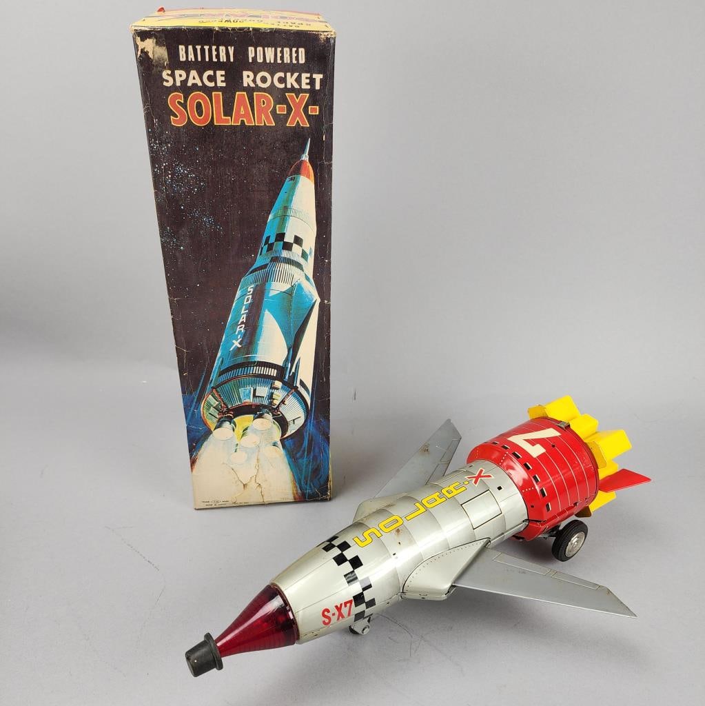 野村トーイソーラーXブリキロケット SPACE ROCKET SOLAR-X Nomura - Solar X Space Rocket - Vintage Spacetoys