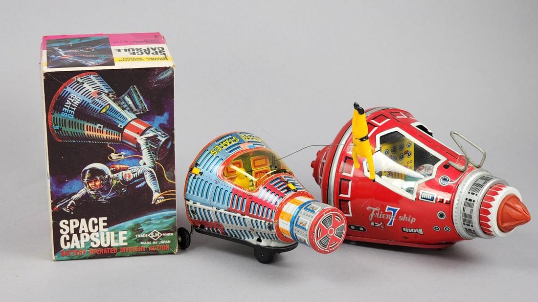 Japan Tin Litho Battery Op Friction Space Capsules (1 of 12)