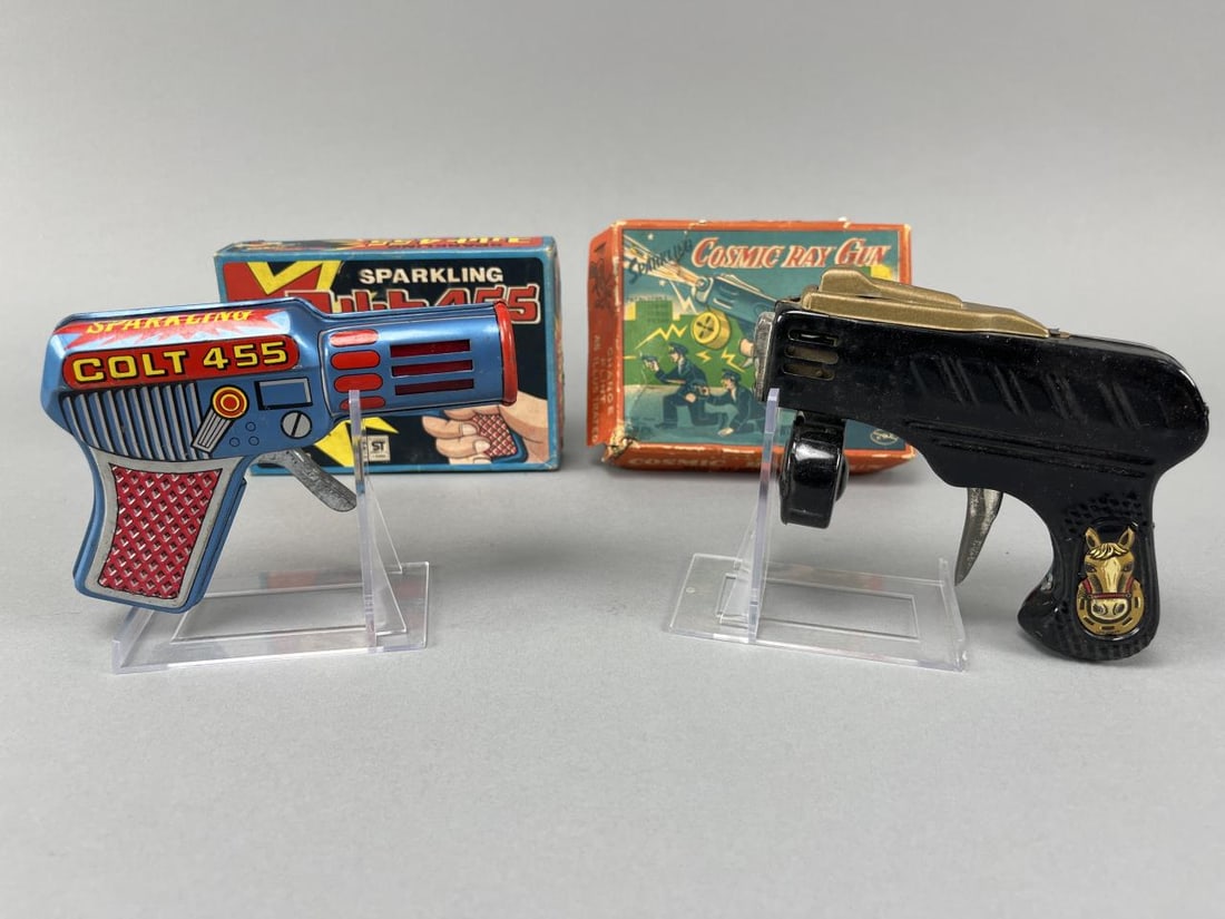 Japan Sparkling Colt 455 & Cosmic Ray Gun: KO Japan Sparkling Colt 455 in original box, No. 2118.ALPS Japan Sparkling Cosmic Ray Gun in original box.