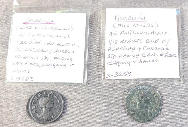 2 pcs. Ancient Roman Coins, Husband/Wife Aure Lian (1 of 5)
