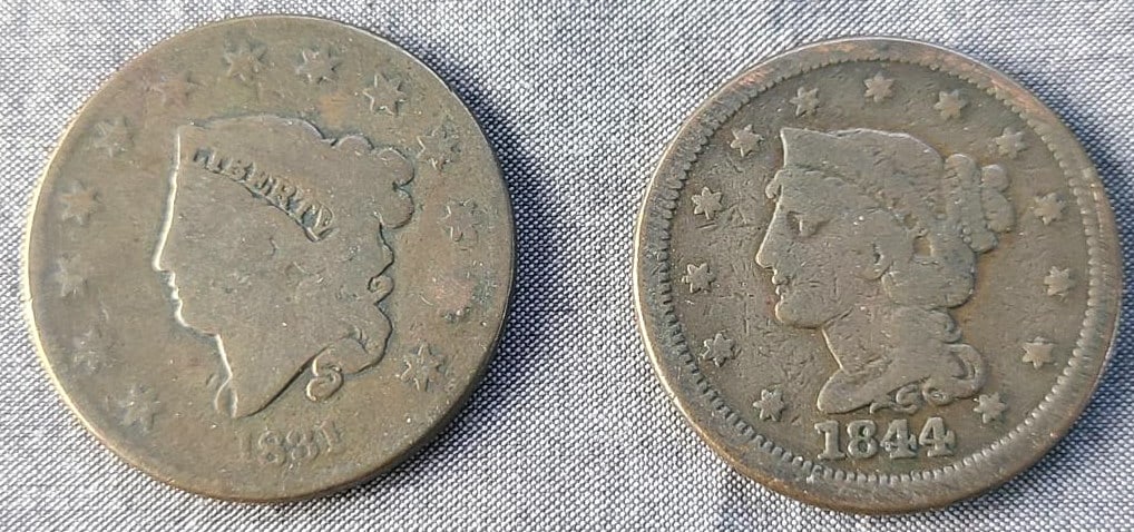 2 pcs. Large U.S. Cents (1 of 2)