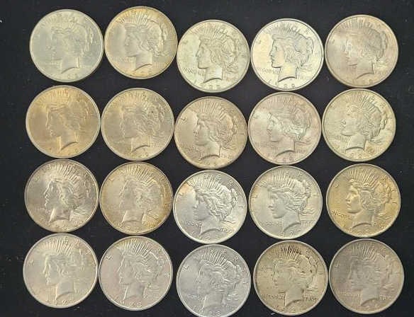 20 pcs. US Peace Silver Dollars (1 of 4)