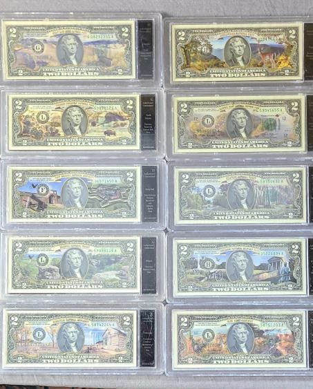 10 pcs. Colorized US $2.00 Bills (1 of 3)