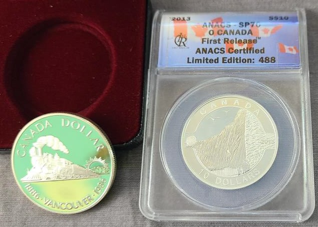 2 pcs. $10 Canadian Silver Dollars. (1 of 5)