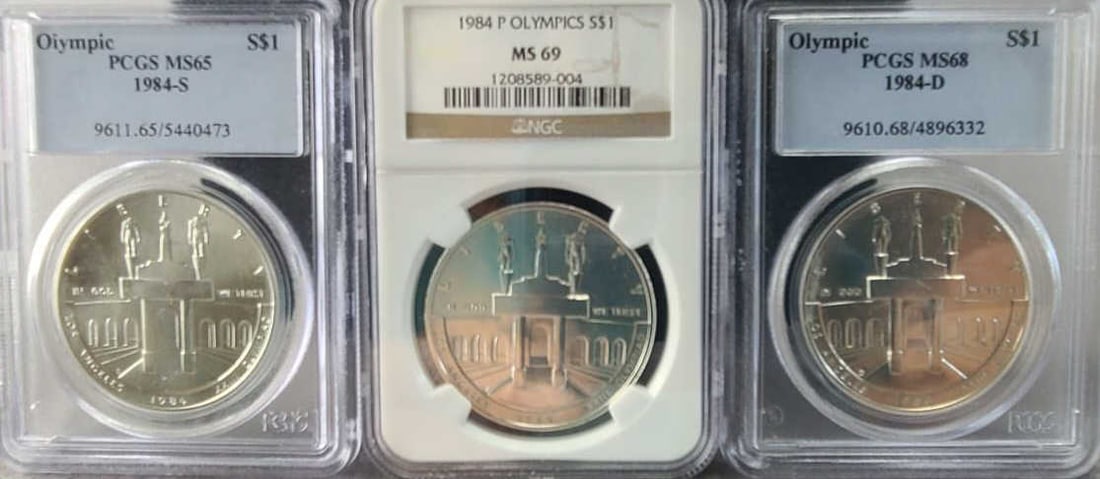 3pcs.  Olympic Silver Dollars (1 of 5)