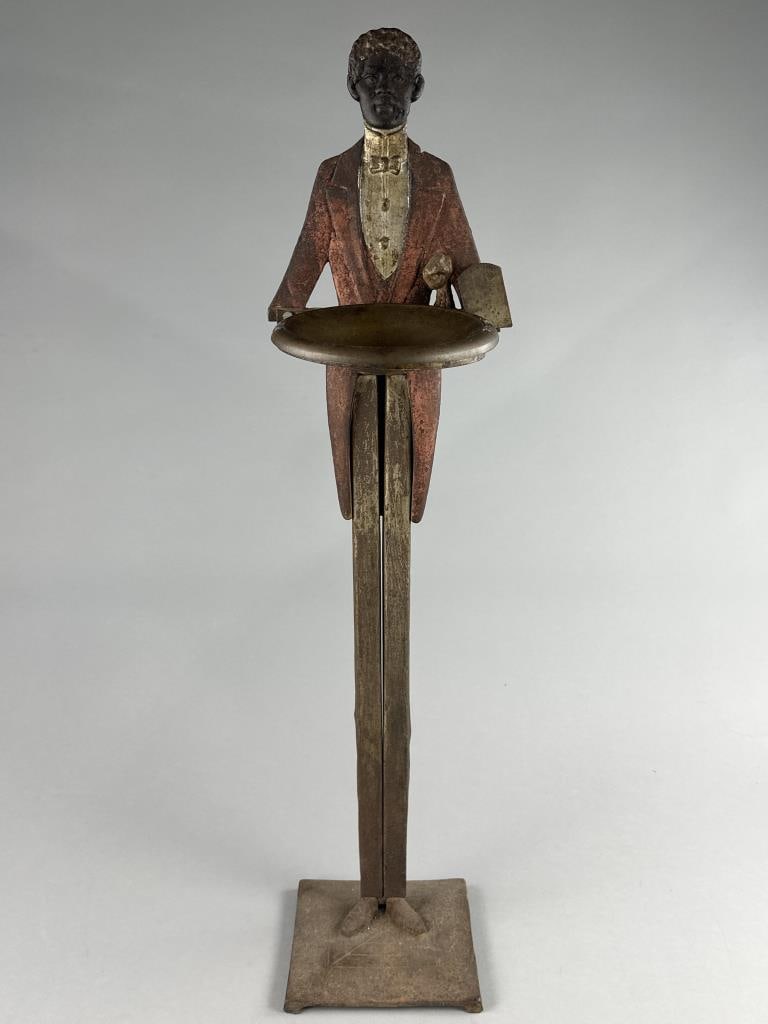 Cast Iron Black Americana Butler Smoking Stand Auction