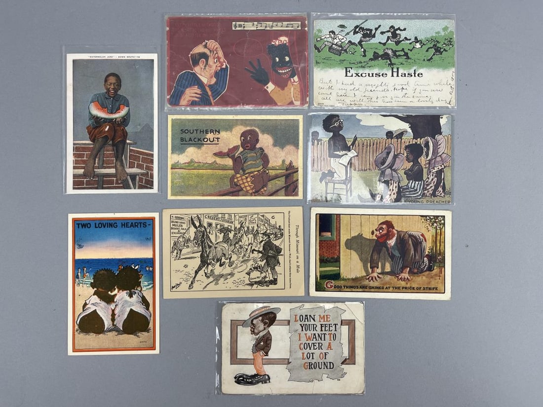 Vintage Black Americana Postcards: Total of 9 vintage postcards SHIPPING: In-House shipping available for this lot. Please read th