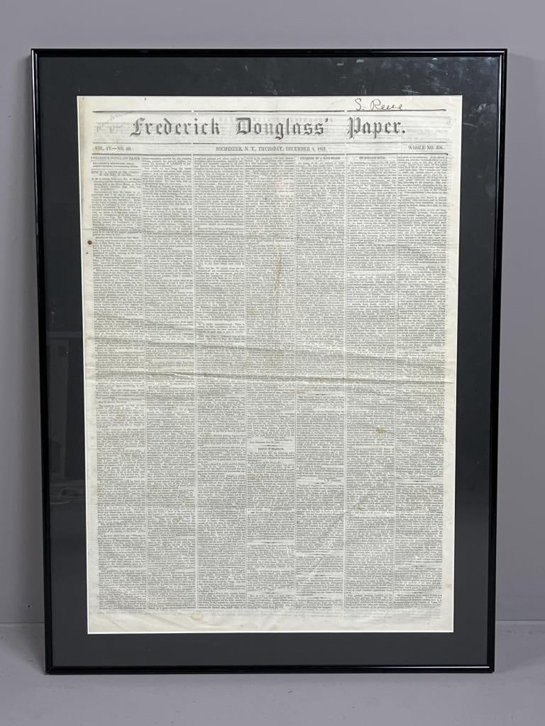 Frederick Douglass' Paper, 1851, Vol.4, No. 50: Original "Frederick Douglass' Paper" Newspaper, New York, 12/4/1851, Volume 4, Number 50,Frederick Douglass Editor, featuring "A Reply to a Portion of the Citizens' of New Bern in Council", and a lett