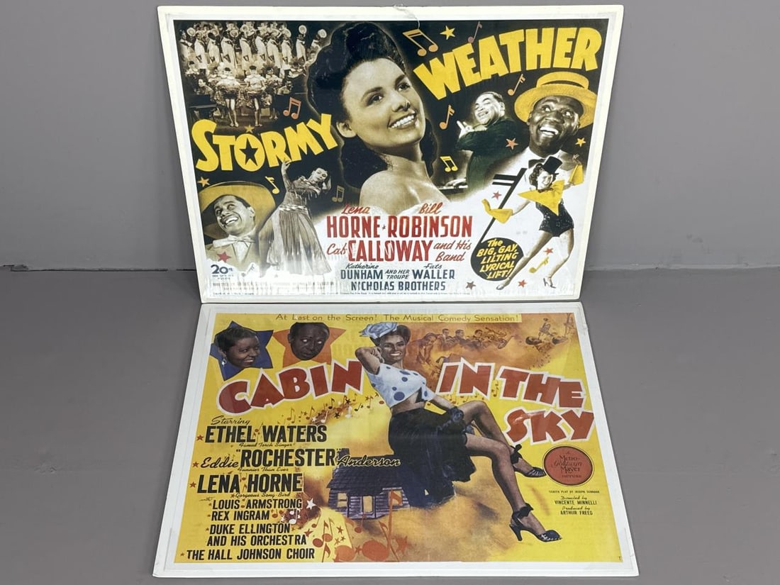 Reproduction Movie Posters Lena Horne: Reproduction "Cabin In The Sky" movie poster - measures 28" x 21.75", "Stormy Weather" movie poster - measures 28" x 21.75".
