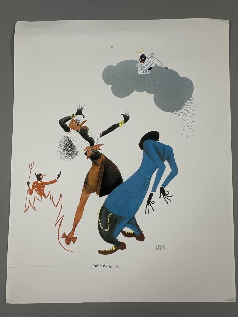 Al Hirschfeld "Cabin In The Sky" Trade Ad Litho: 1943 Al Hirschfeld "Cabin In The Sky" trade advertising lithograph - unframed - measures 11" x 14".
