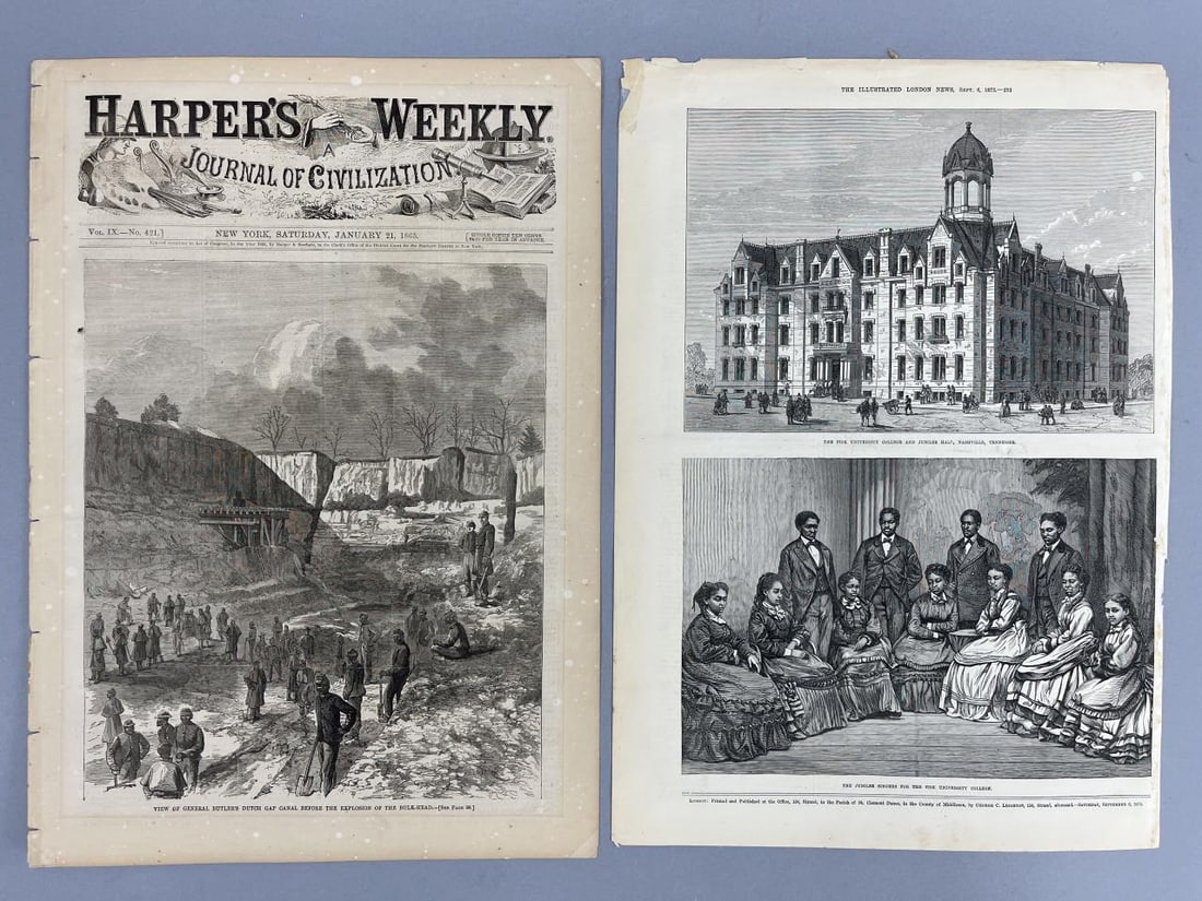 1873 Illustrated London News, Fisk College Print: The Illustrated London News, September6, 1873, Prints of The Fisk University College, Nashville, Tennessee, and The Fisk University College Jubilee Singers.