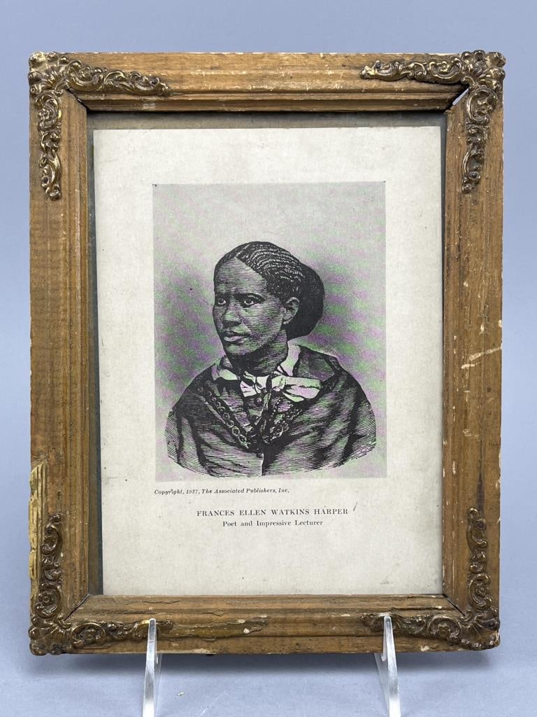 Frances Ellen Watkins Harper Frances Print: Framed picture Frances Ellen Watkins Harper, the American abolitionist, suffragist, poet, temperance activist, teacher, public speaker, and writer, Frances Ellen Watkins Harper (1825 - 1911), from The