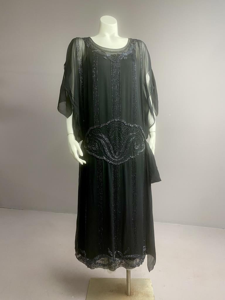 1923 Beaded  Silk Art Deco Flapper Evening Gown (1 of 17)