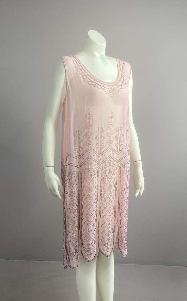 1920s Original Silk Crepe Beaded Flapper Dress (1 of 14)