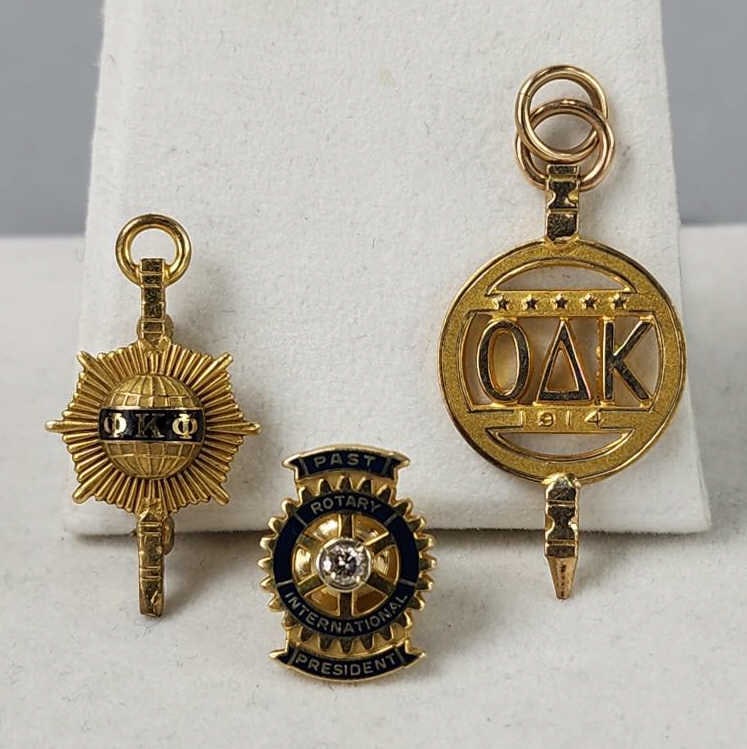10K Fraternity Sorority Pins, Rotary Pin w/Diamond (1 of 3)