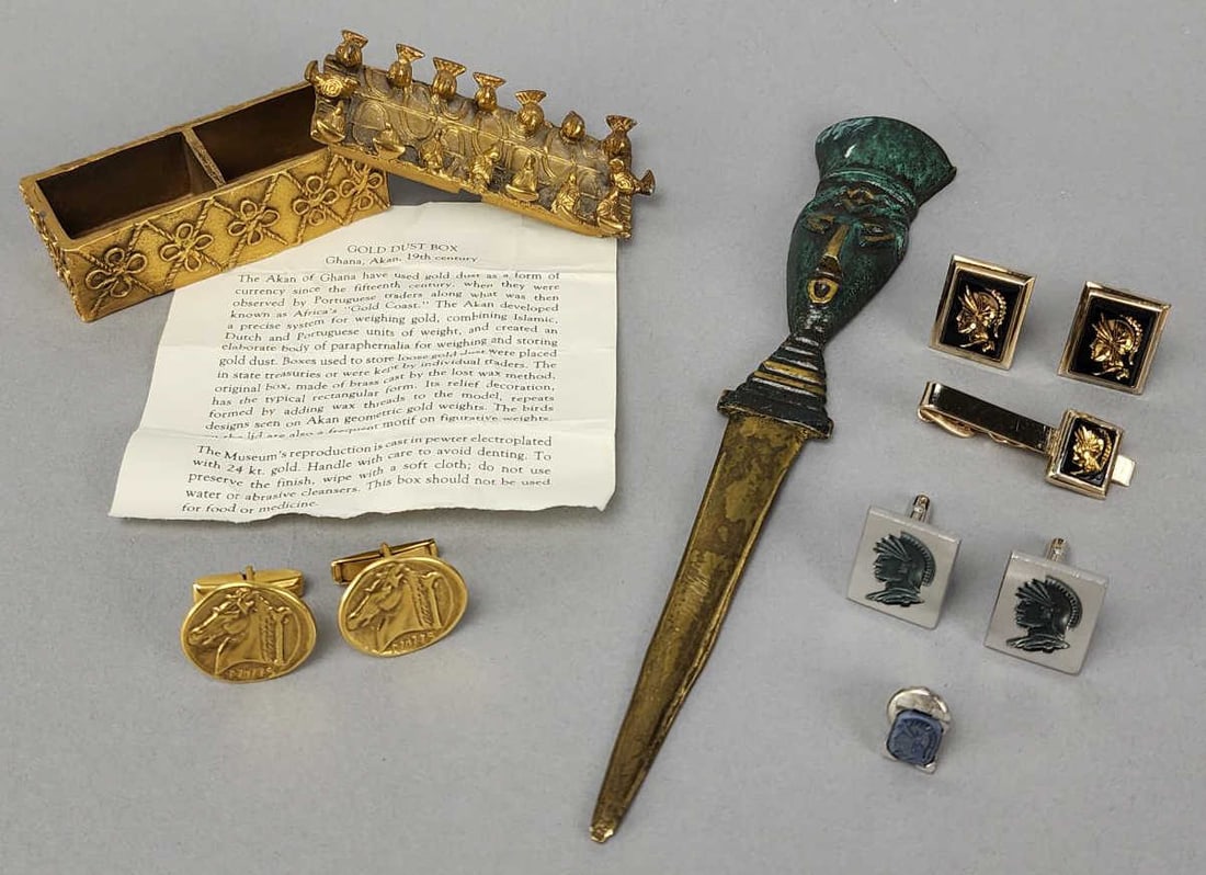 Akan Gold Dust Box, Cufflinks, Letter Opener (1 of 6)