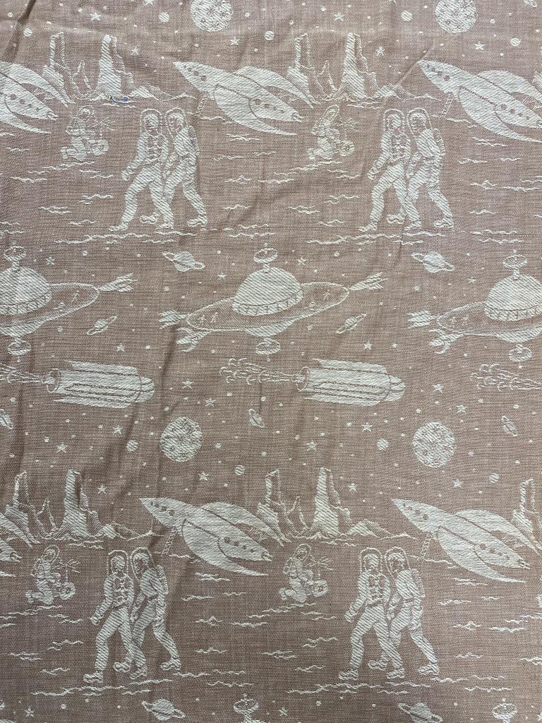 Rockets, Flying Saucers Jacquard Bedspread 1950s (1 of 4)
