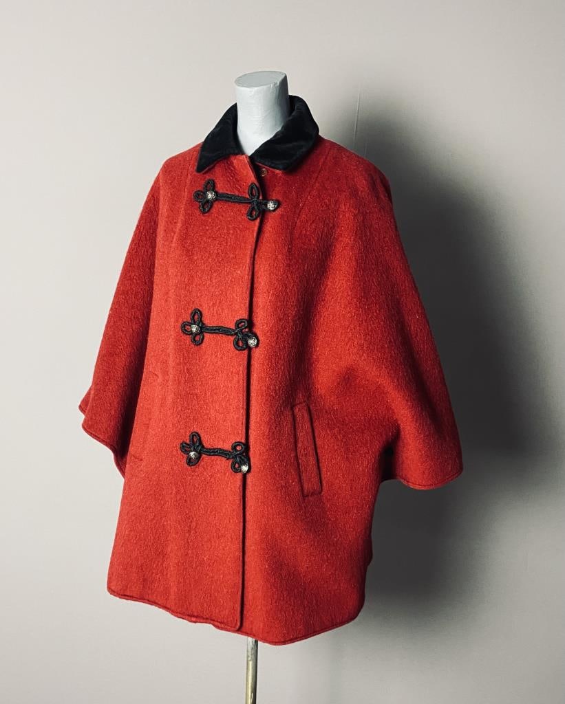 Austrian Red Wool Teller Cape Coat (1 of 11)