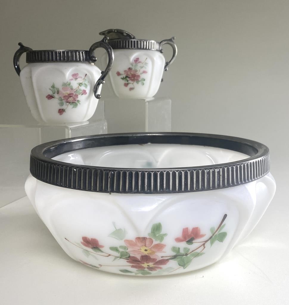 Mt. Washington Milk Glass Cream, Sugar, Bowl set (1 of 8)