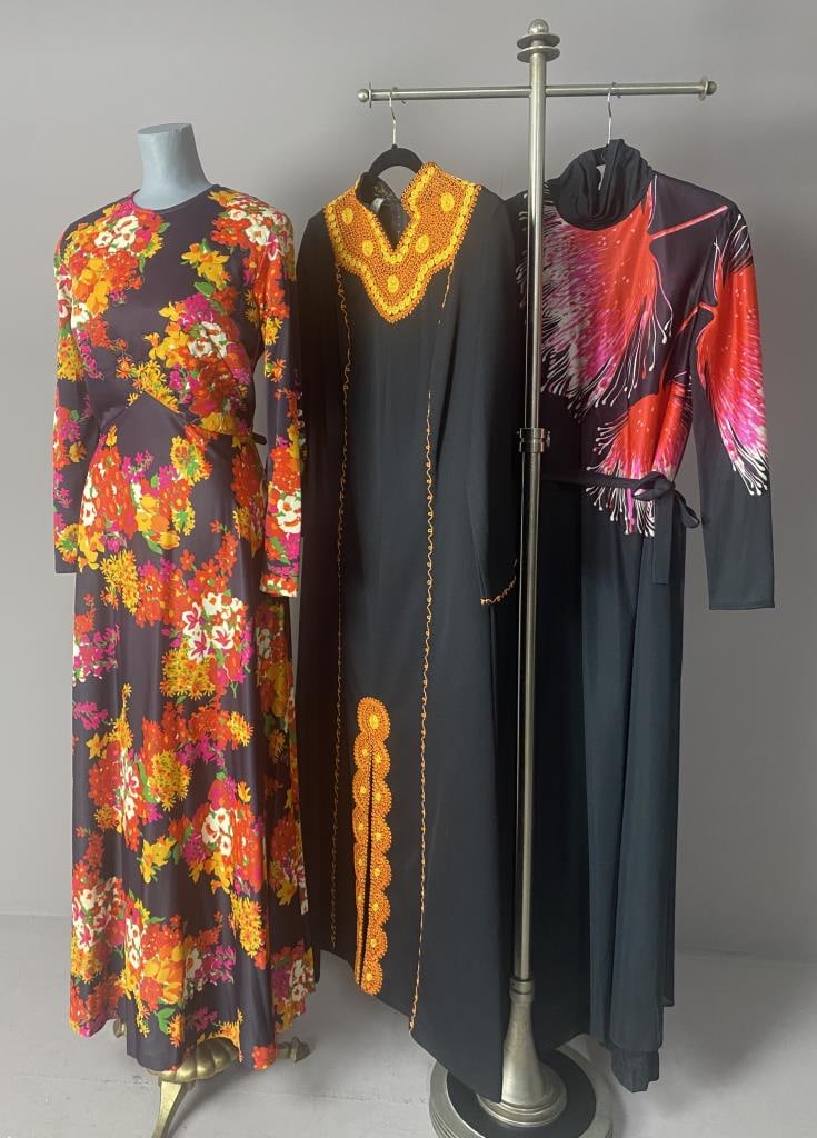 Three 1970s Colorful Long Party Dresses (1 of 14)