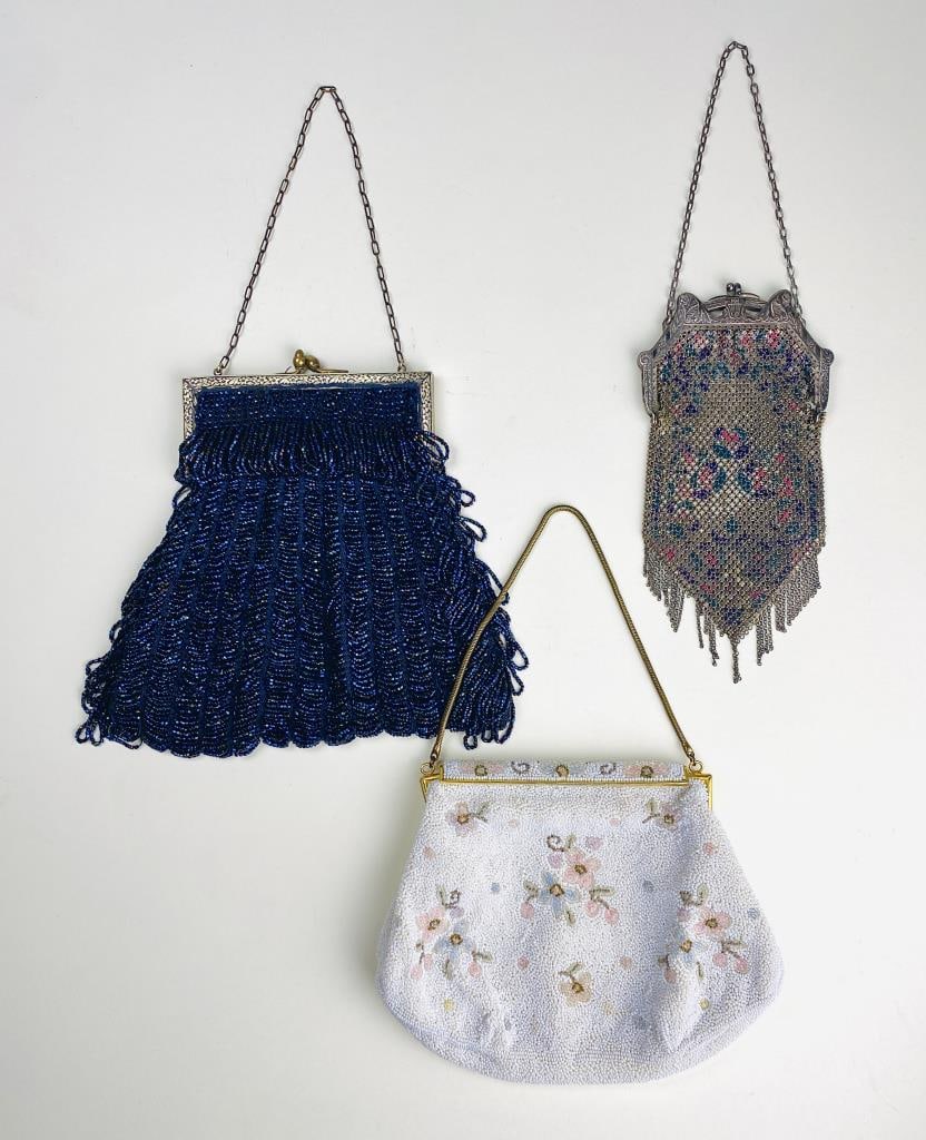 Three Antique Beaded and Metal Mesh Evening Bags (1 of 12)