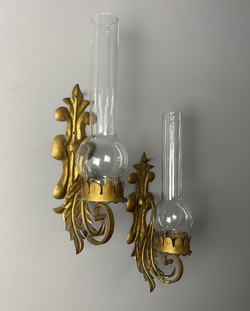Pair Country French Wrought Iron Candle Sconces (1 of 9)