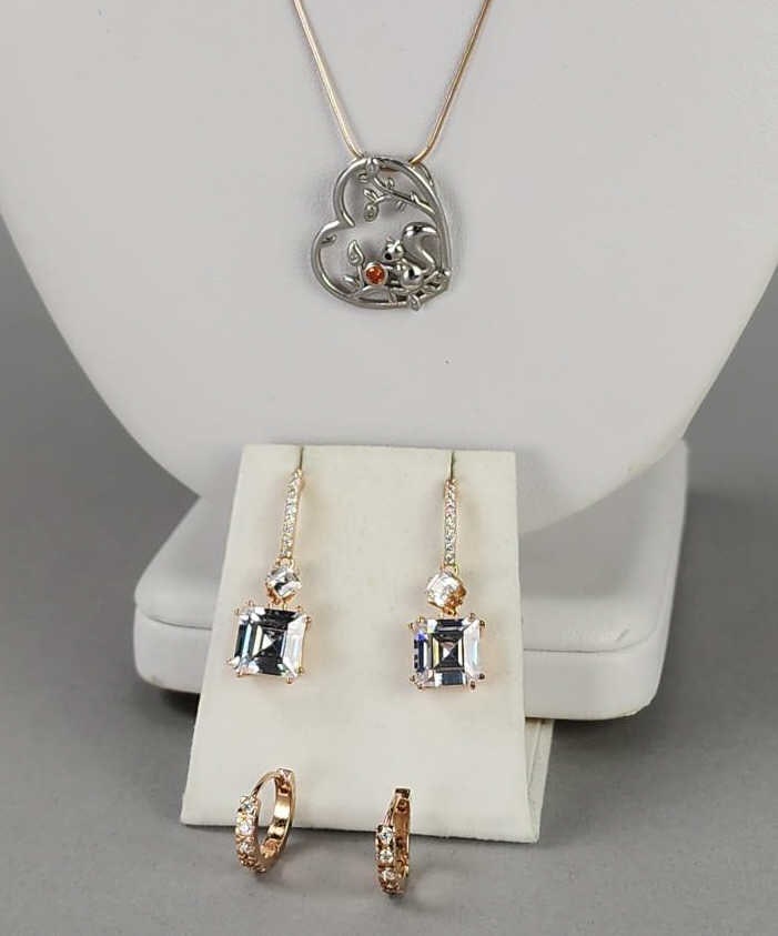 Rose Gold Over Sterling Silver Necklace & Earrings (1 of 7)
