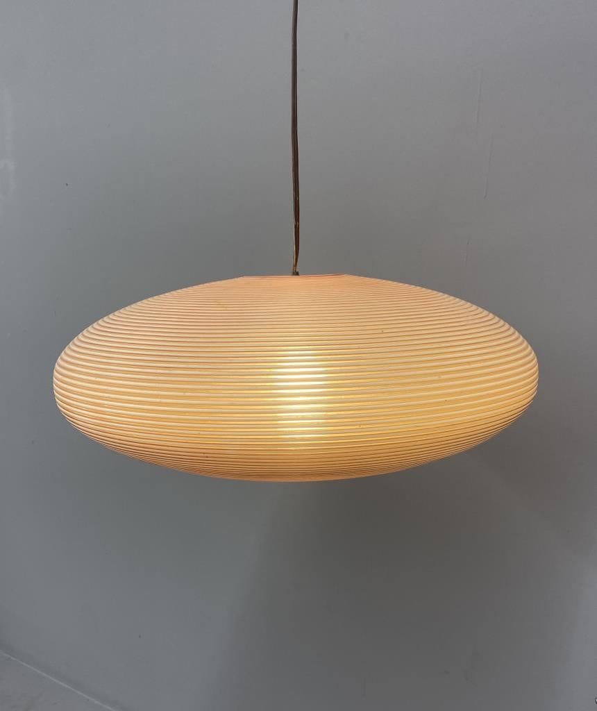 Rotaflex Yasha Heifetz Pendant Fixture C.1960s: Rotaflex / Rotoflex plastic pendant light fixture shade by Yasha Heifetz. Height 8-1/2", diameter 22-1/2".