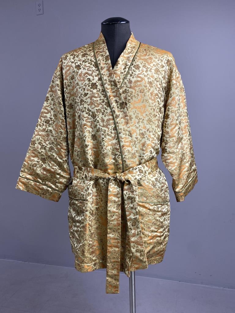 Vintage Silk Kimono Style Smoking Jacket: XL smoking Jacket or short robe.