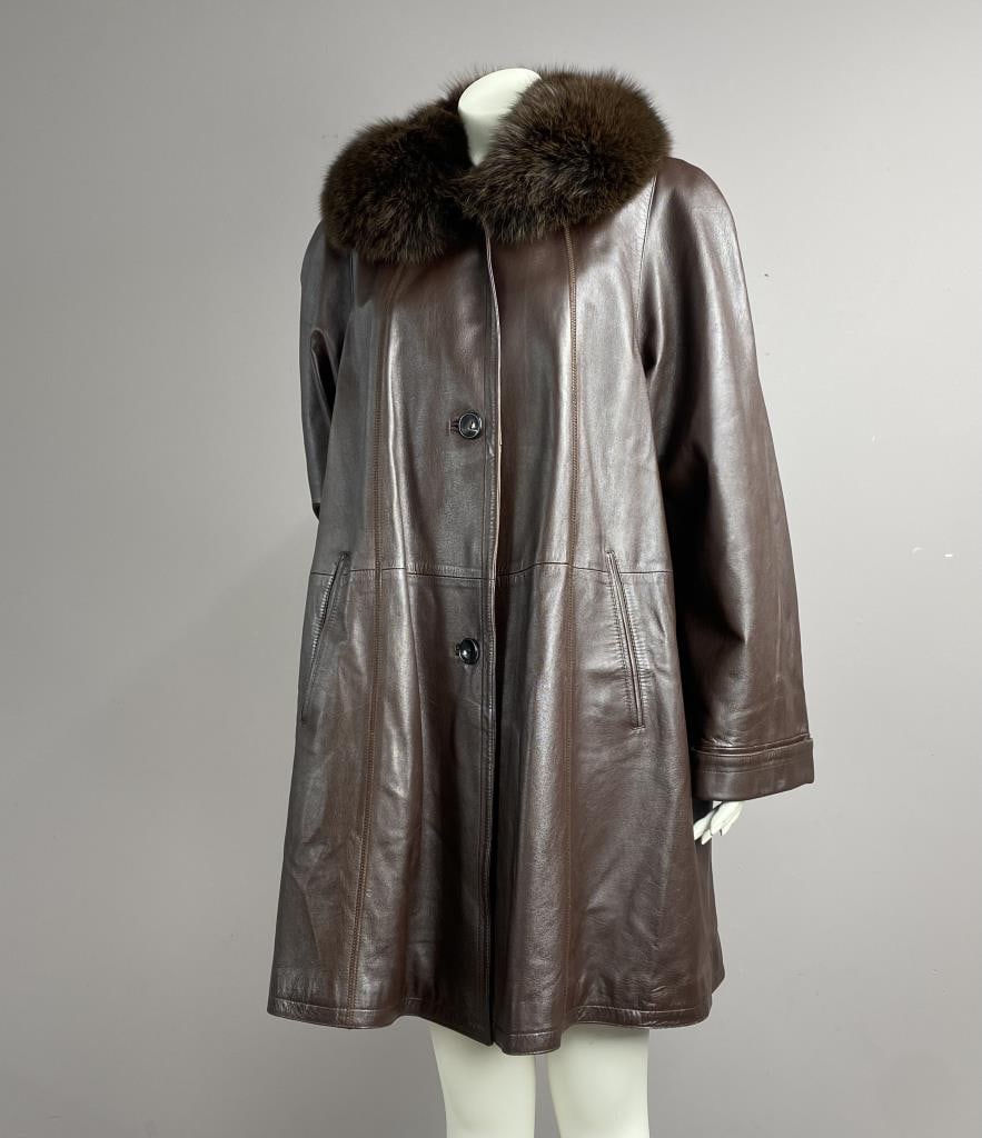 Scuola Del Cuoio Leather Coat with Fox  Collar (1 of 7)