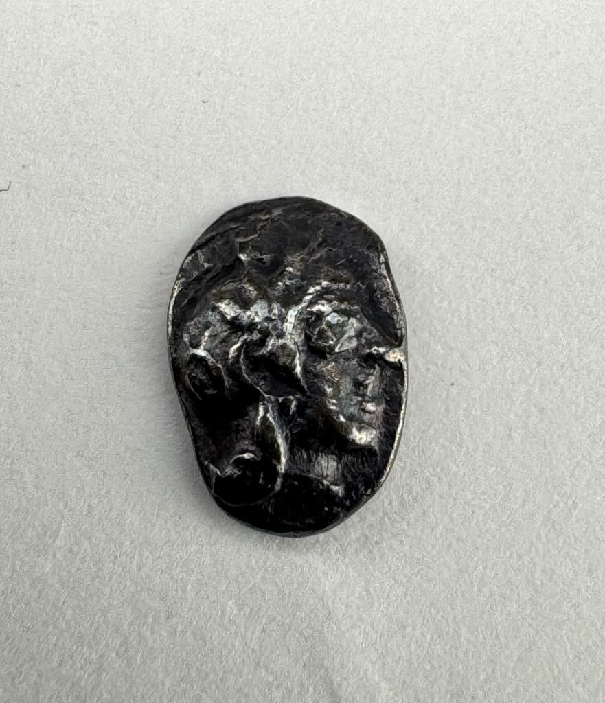 Attica Athens AR Hemiobol c. 455-449 BC: This ancient silver hemiobol from Athens, Attica, dates to approximately 455-449 BC. The obverse features a helmeted bust of Athena, the patron goddess of Athens, facing right. The reverse depicts the