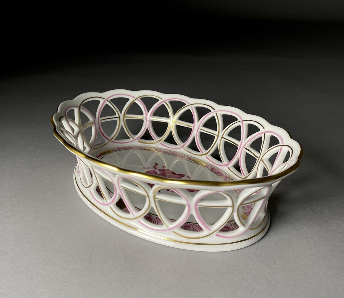 Herend Chinese Bouquet Oval Braided Basket (1 of 11)