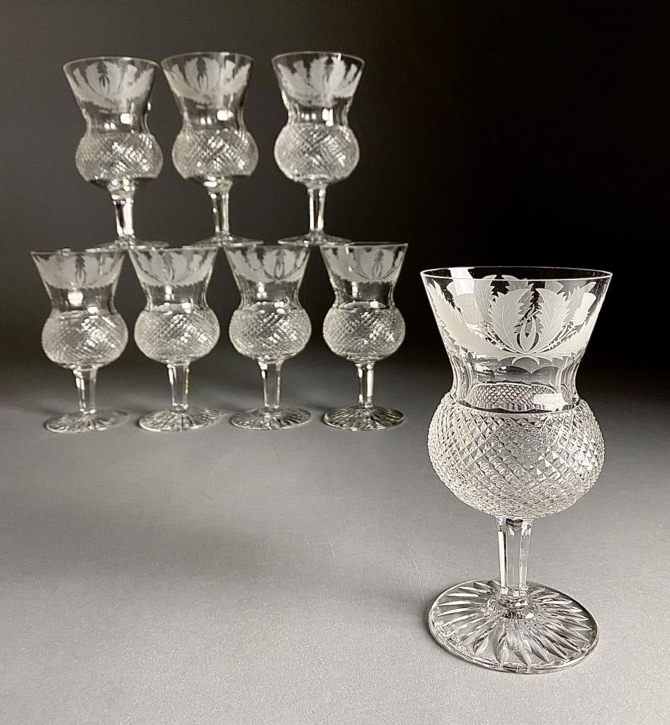 8 Edinburgh Crystal Thistle Water Goblets (1 of 5)