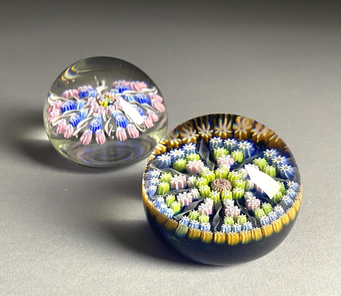 2 John Deacons Attri. Millefiori Paperweights (1 of 3)