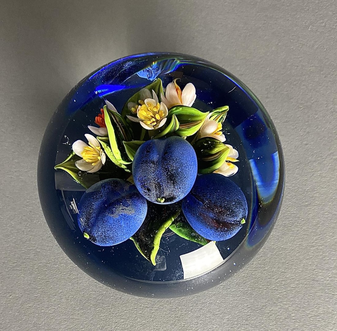 Rick Ayotte Flame Work Plums & Flowers Paperweight (1 of 5)