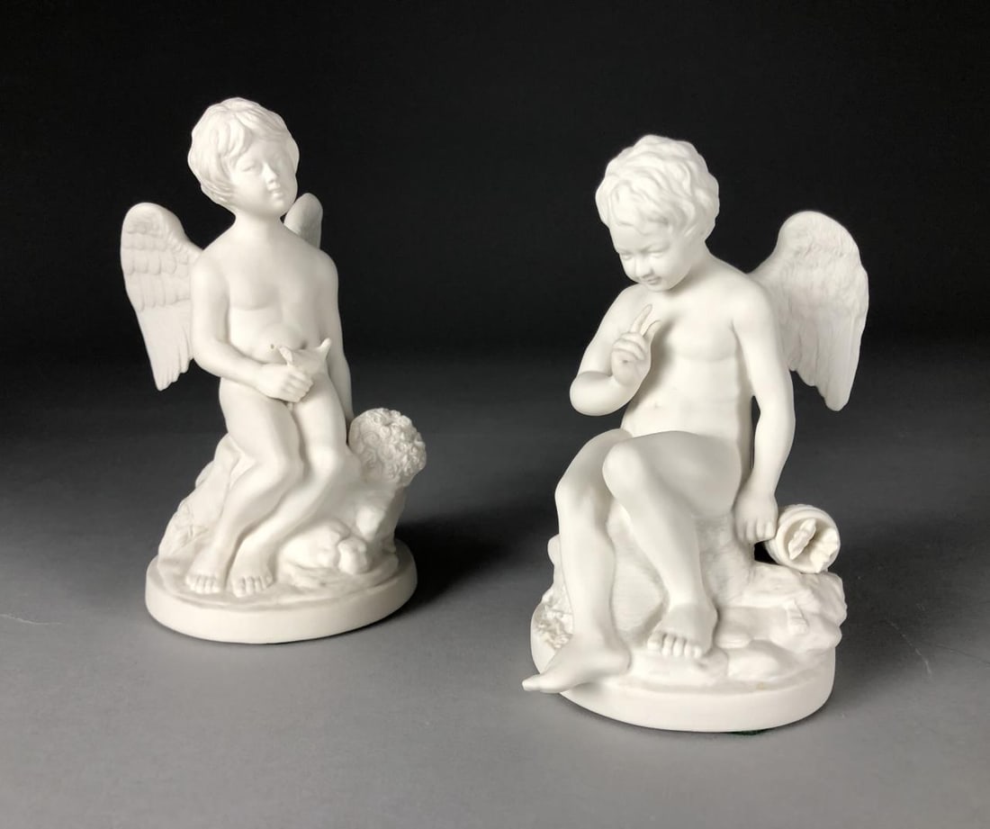 Pair of Edward M. Boehm Bisque Porcelain Cupids (1 of 9)