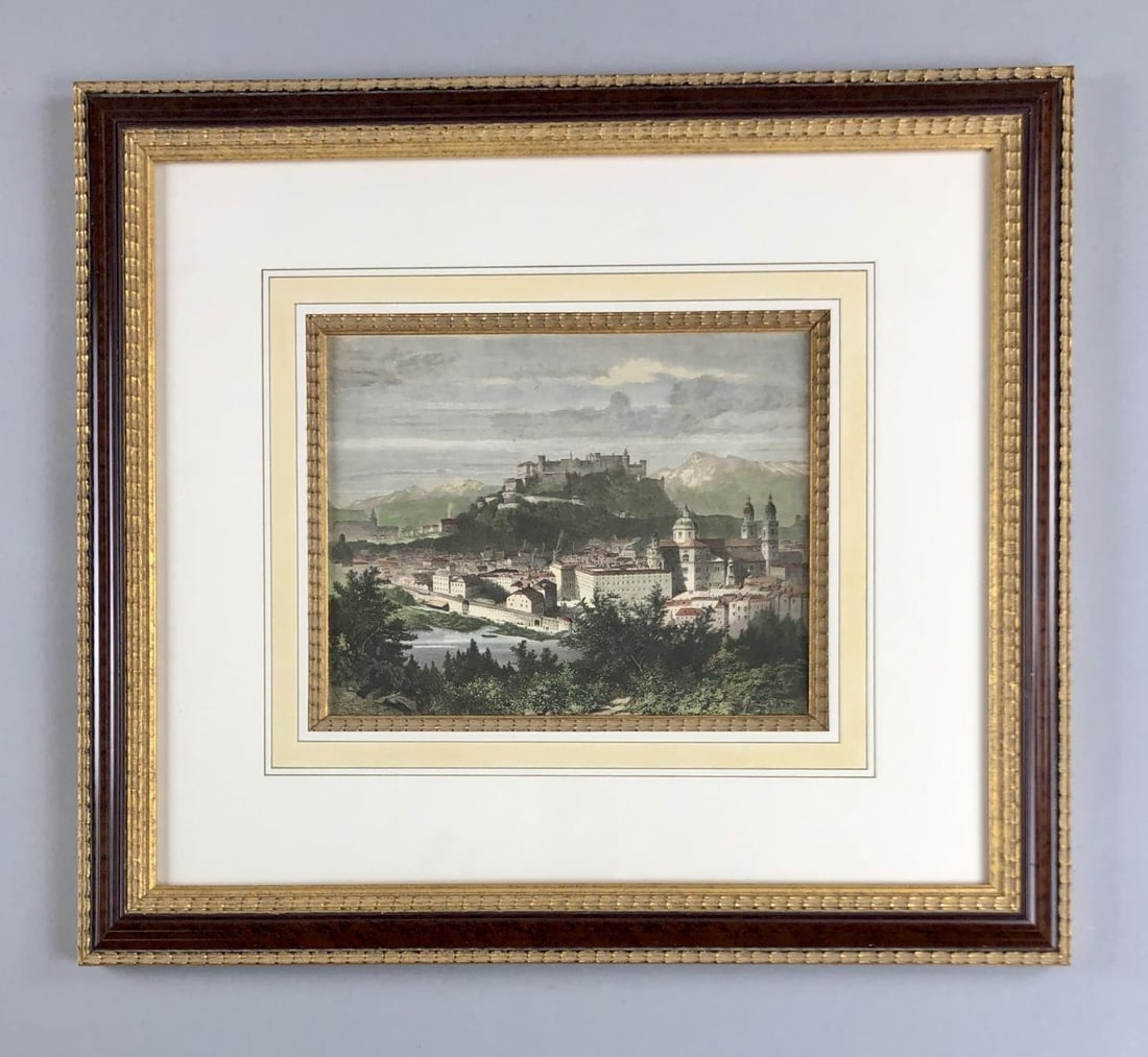 Hand Colored Engraving Salzburg Austria C. 1880 (1 of 7)