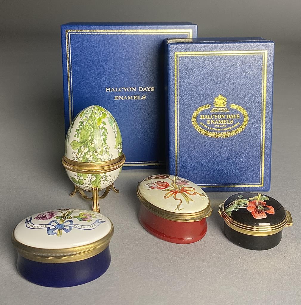 4 Halcyon Days Floral Enameled Boxes (1 of 9)