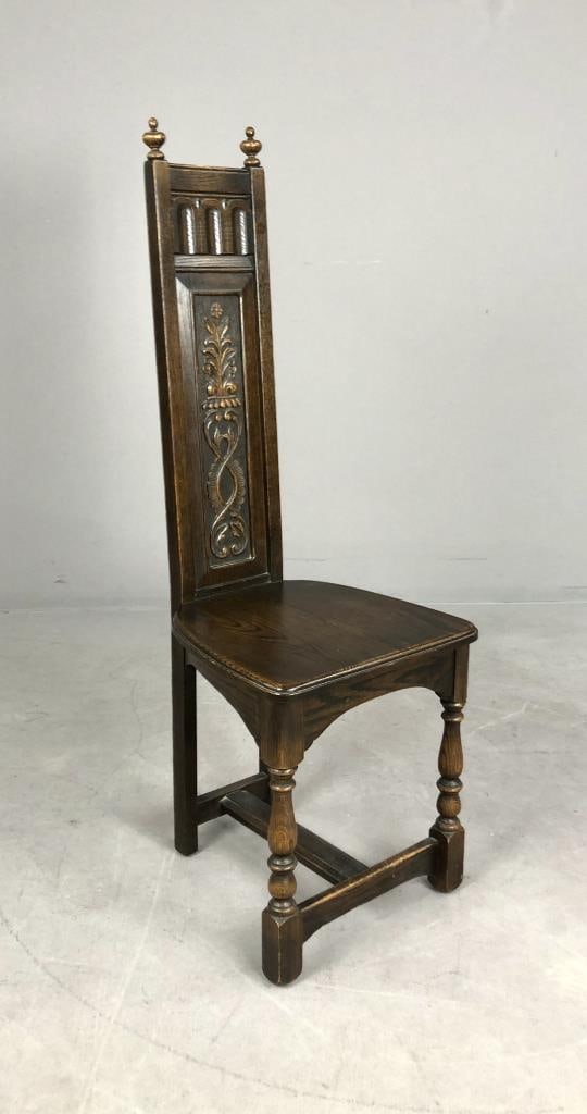 Baronial Style Carved Oak Hall Chair (1 of 6)