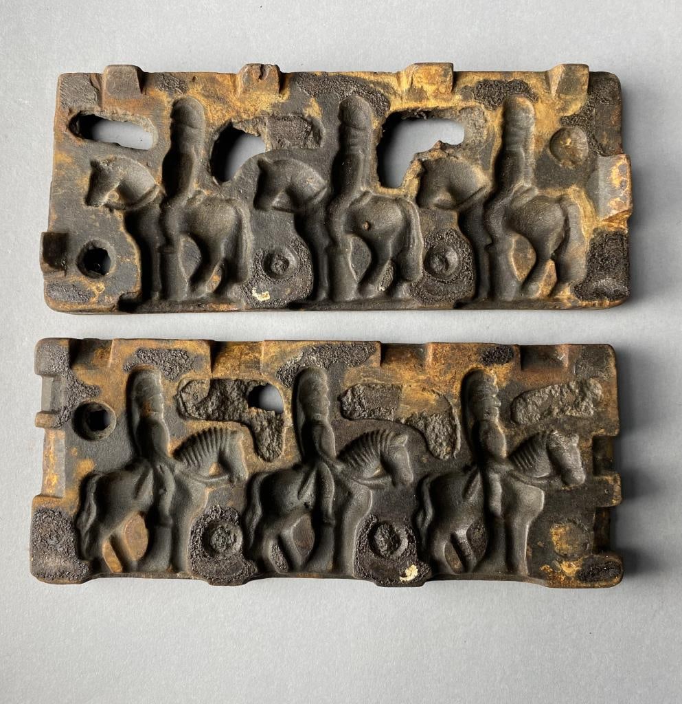 Antique Clear Toy Candy Mold of 3 Horse & Rider (1 of 5)