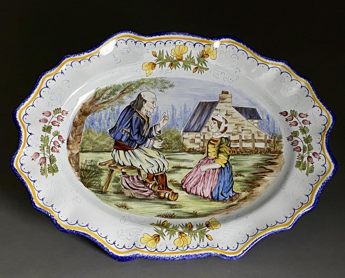 Quimper Faience Hand Painted Pottery Platter (1 of 3)